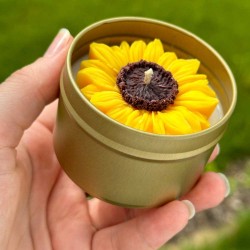 Sunflower Flower Shape Scented Candle – 1.5cm Height, 5cm Diameter | Beeswax, Soy Wax, or Paraffin Wax Options | Scented & Unscented Variants